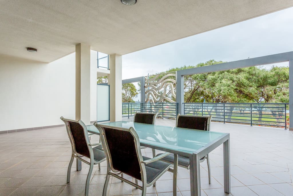 Large private usage outdoor area overlooking leafy green trees of the Rockingham foreshore
