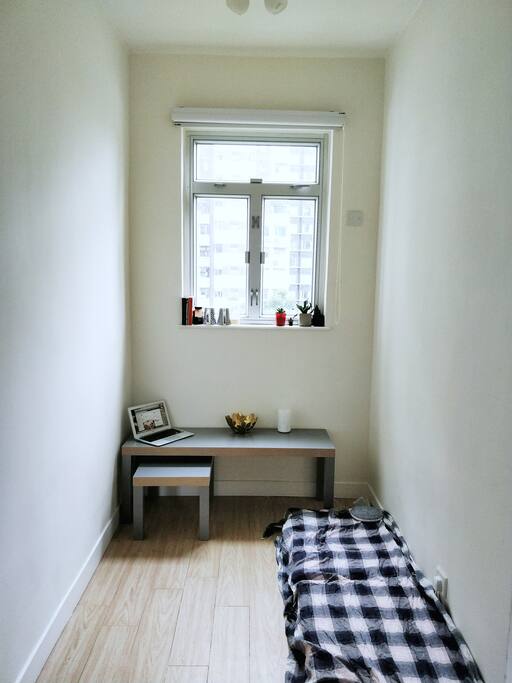 Living room space, very bright