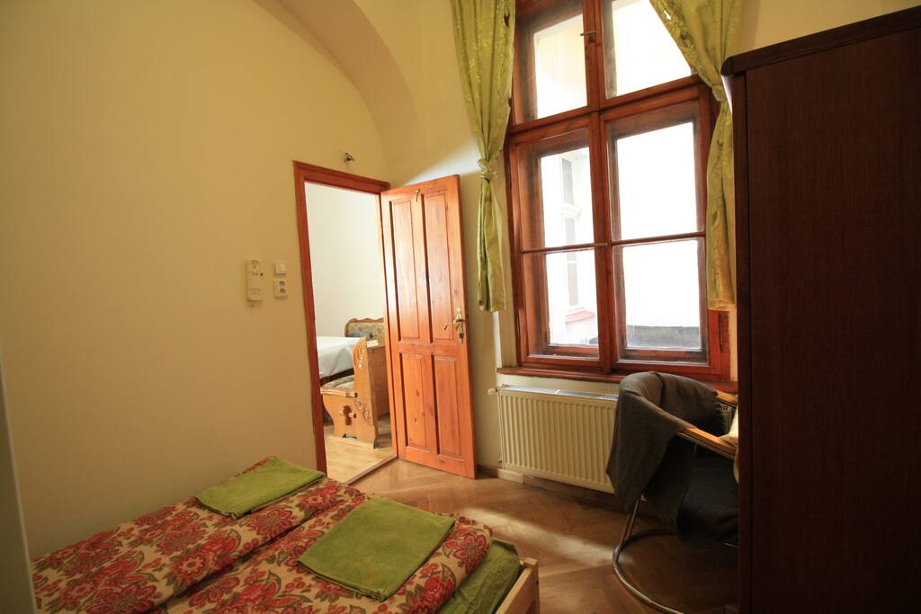 bedroom C , 2 beds ,writing desk, wardrobe, shower unit , ideal for couples