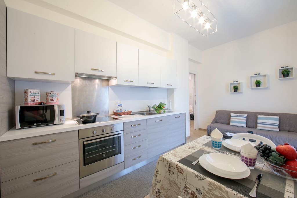 Bright living room and kitchen