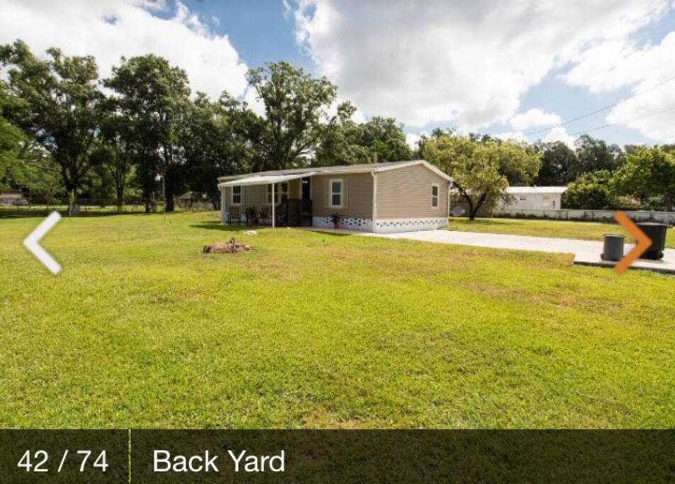 Great patio, plenty of parking lot.