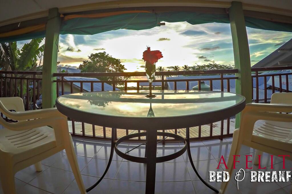 Relax and enjoy the sunset from the top floor of Afelita Bed & Breakfast.