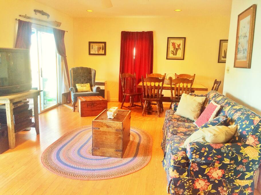 Relax in the living room now with flat screen tv not shown