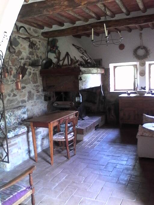 Living room with the fireplace/salotto con il camino