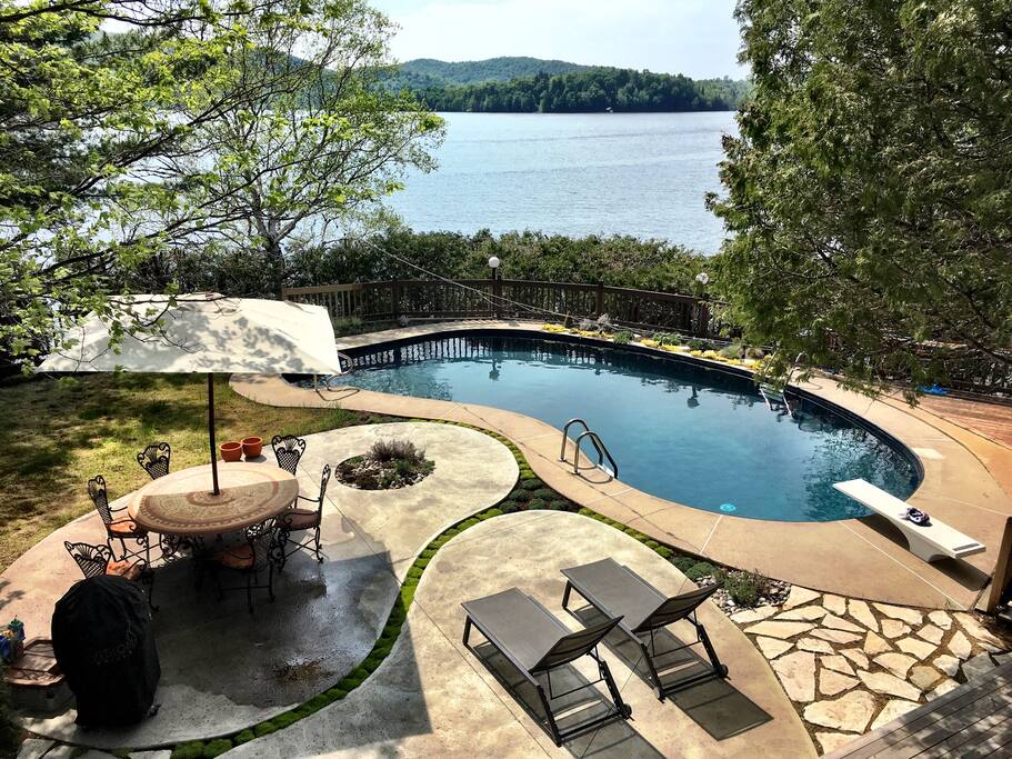 pool and lake view