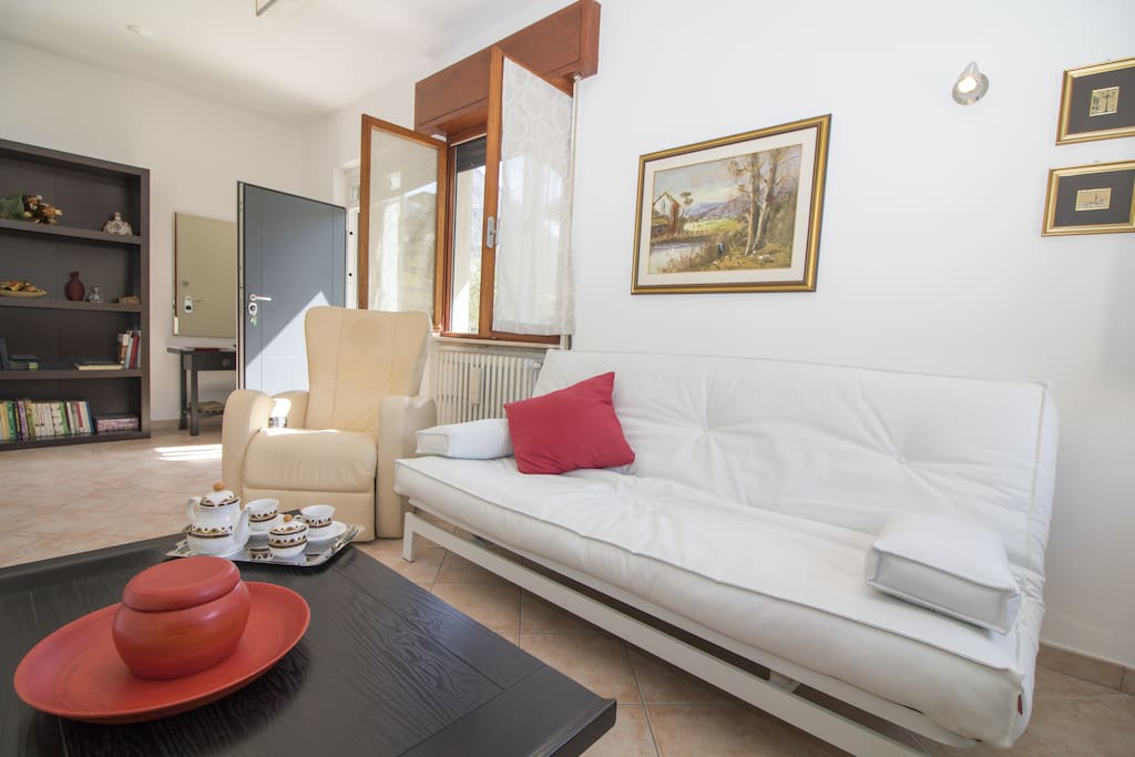 Living room with double sofa bed