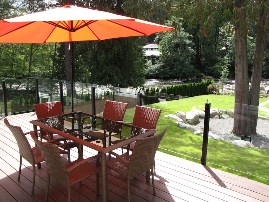 Breakfast on our deck when weather permits