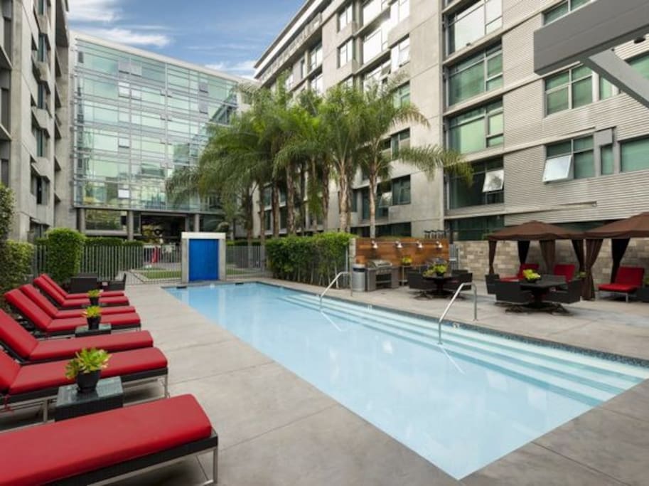 Pool area with BBQ pit