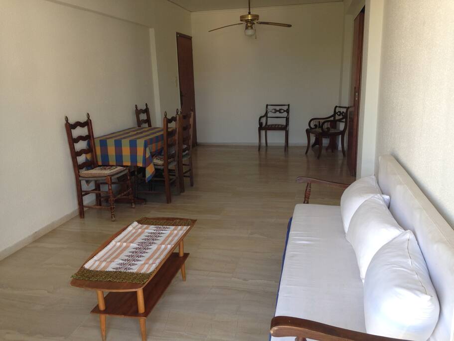 Living room with double-bed sofa