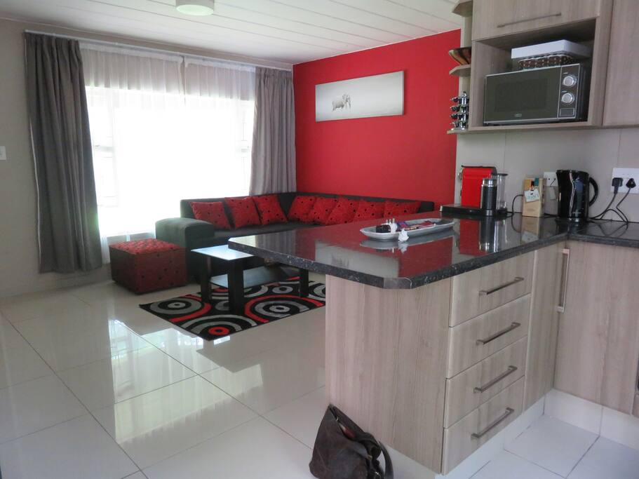 Kitchen stocked with nespresso coffee maker