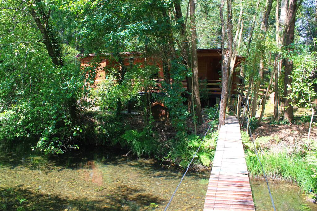 Wood house by the stream