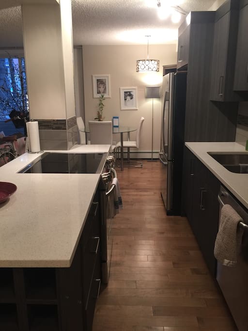 Open galley style kitchen