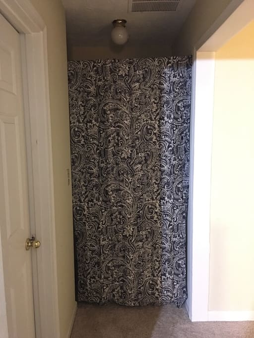Curtain demarcation to your space. It gives an additional privacy from the bedroom to the bathroom.