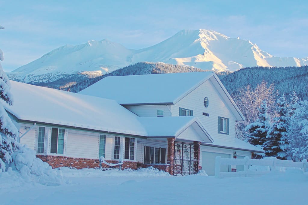 Early morning view with fresh snow.