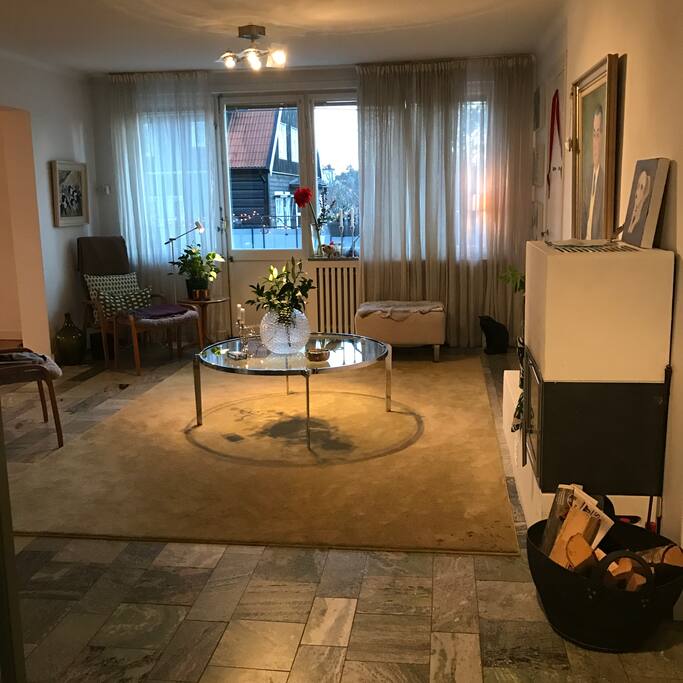 Entrance hall with open fire