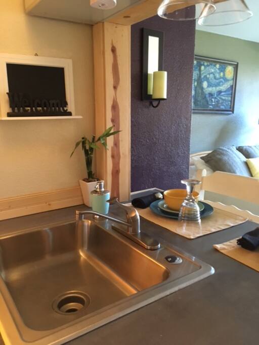 Kitchen area. Full sized sink.
