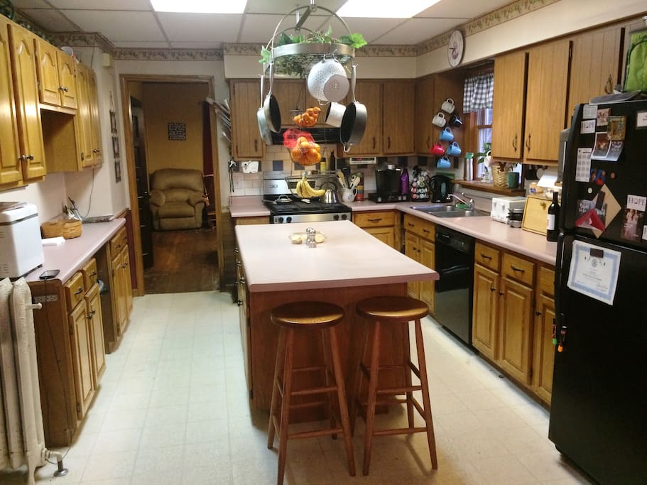Lots of counterspace! Unlimited use of refrigerator and freezer, Keureg, microwave, stove, oven, toaster, bread maker, quesadilla maker, panini maker, waffle iron, fondue, blender and breakfast sandwich maker!