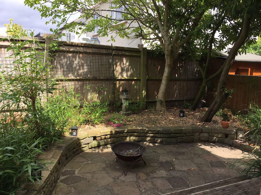 Garden with a fire pit