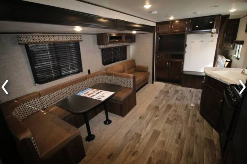 Dinette and sofa slide out