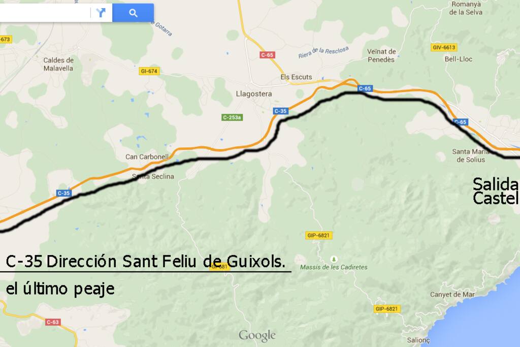 Después de la salida autopista A7 carretera nacional para llegar a S'Agaro