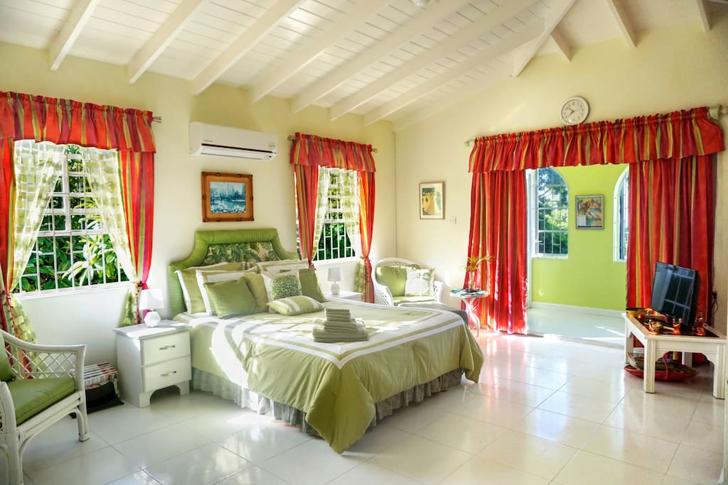 Spacious bedroom with ocean view