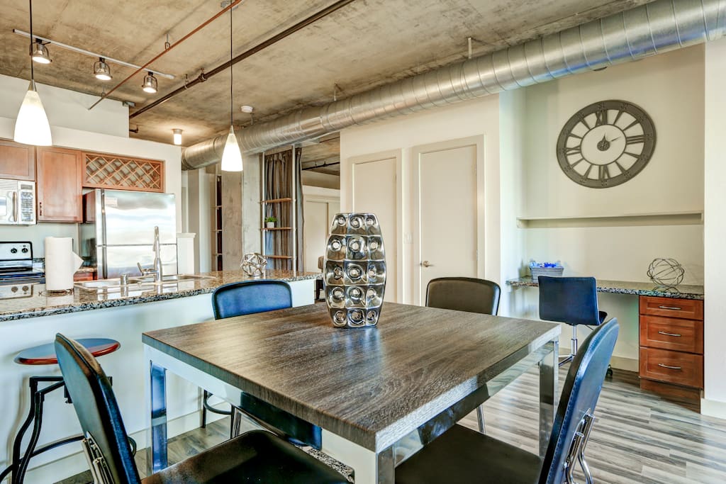 Kitchen and Dining area at Premier Lofts by Stay Alfred