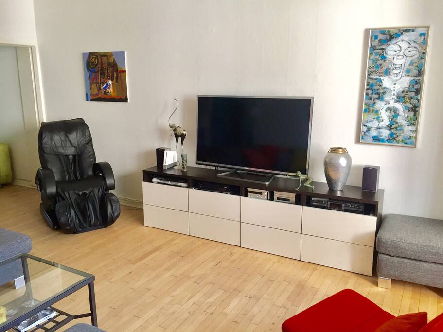 Living room with massage chair