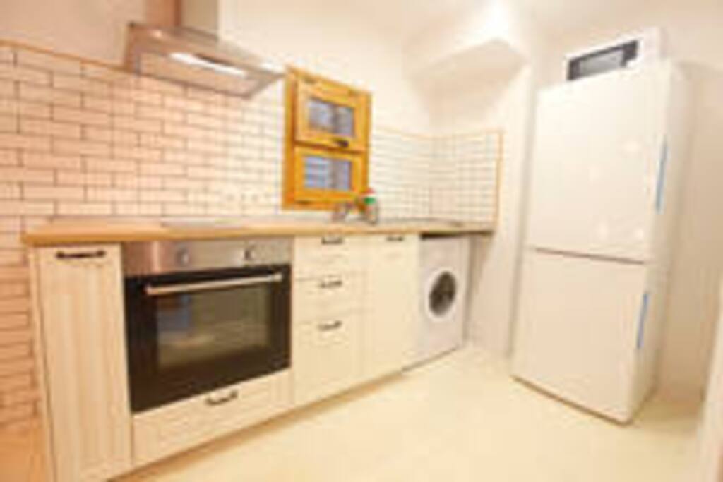 The kitchen area