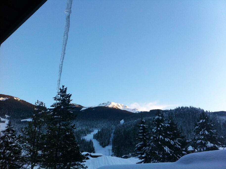 The view of Whistler Mountain from your private deck. Creekside gondola moments away.