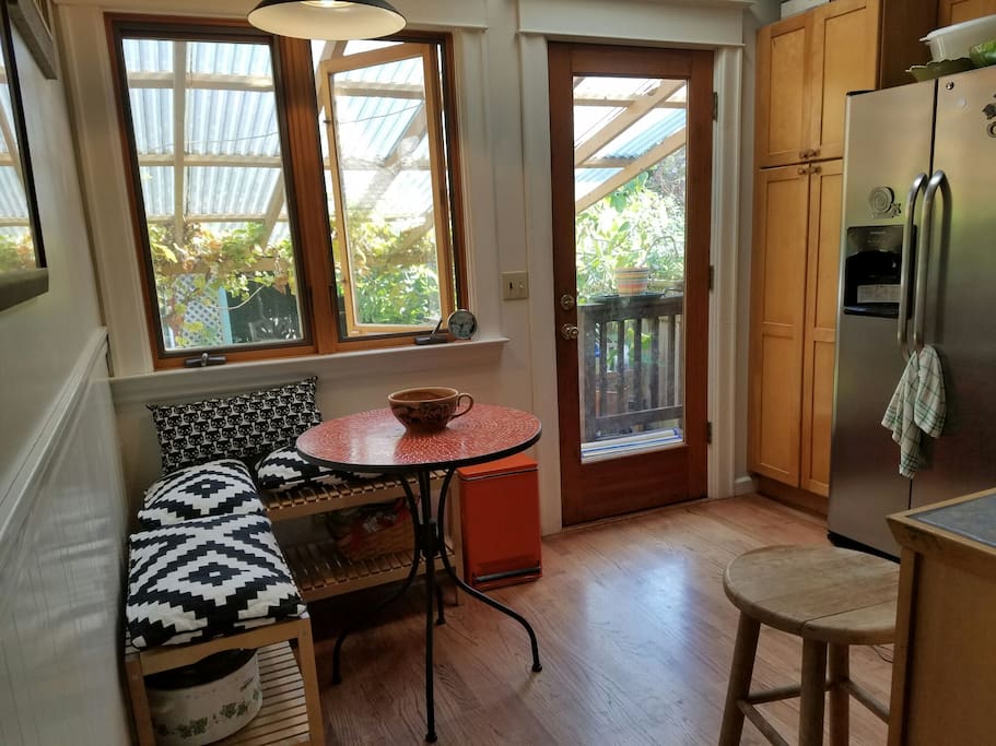 Breakfast nook overlooking the garden