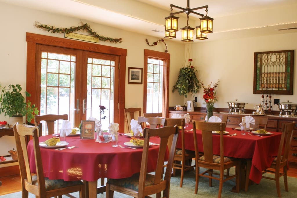 Sunny breakfast room for enjoying a gourmet meal or outside on the deck for a fresh air breakfast.