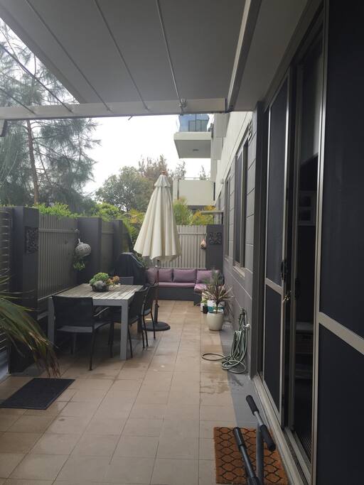 Outdoor terrace with corner lounge