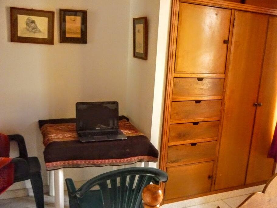 HABITACIÓN PRIVADA DEL HUESPED: Amplio Closet, mesa y silla para trabajar en computador. Internet 10 megas.