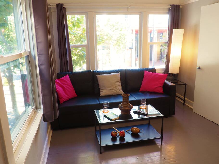 Living room with queen sofa bed