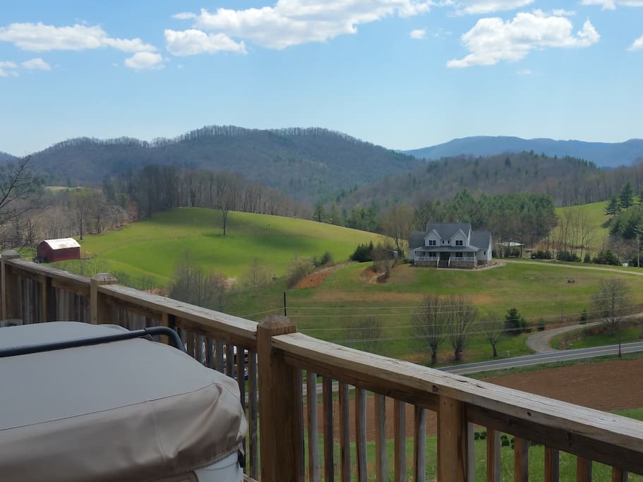 View from the hot tub at Green Mountain Chalet offers long range mountain views, hot tub and plenty of privacy.