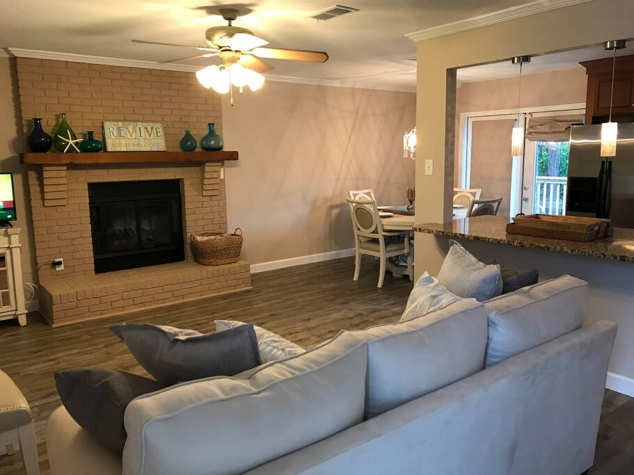 Living, dining kitchen open concept