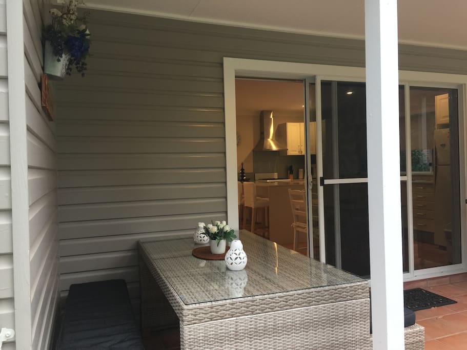 outside deck looking into living area