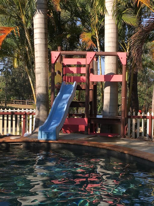 Resort style pool with awesome slide for the kids (and kids at heart!)