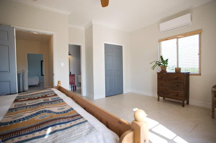 King size bedroom, en-suite with south facing view from deck
