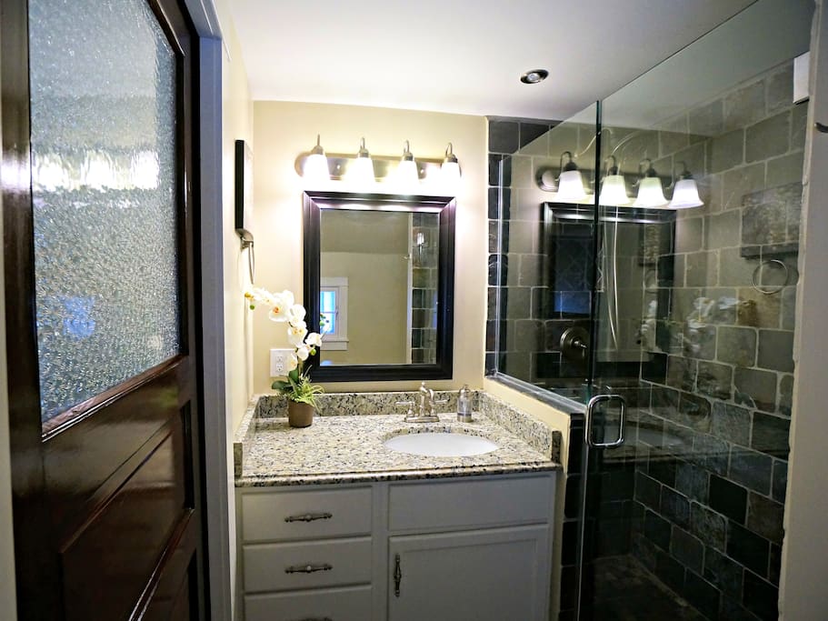 Private bath with large walk in shower