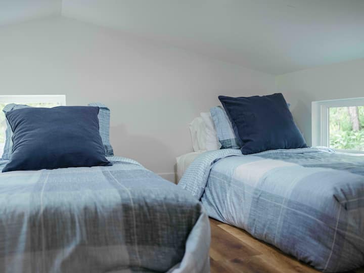 Loft has two single beds or can be pushed together. 