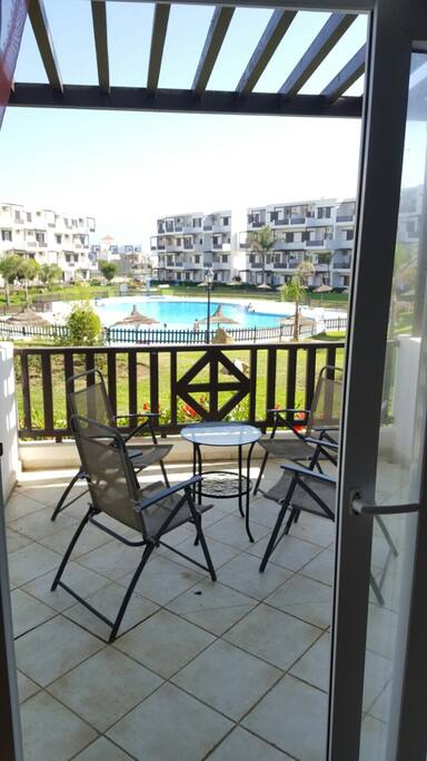 Ground Floor Balcony overlooking the pool