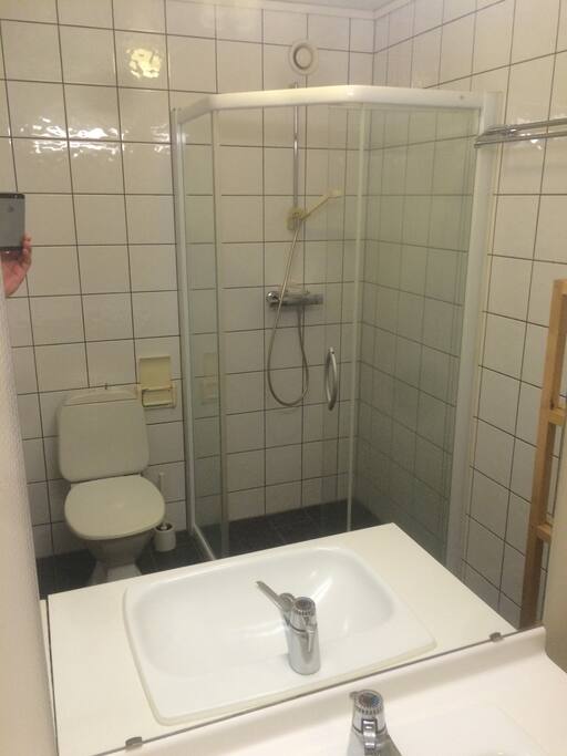 Bathroom and shower.