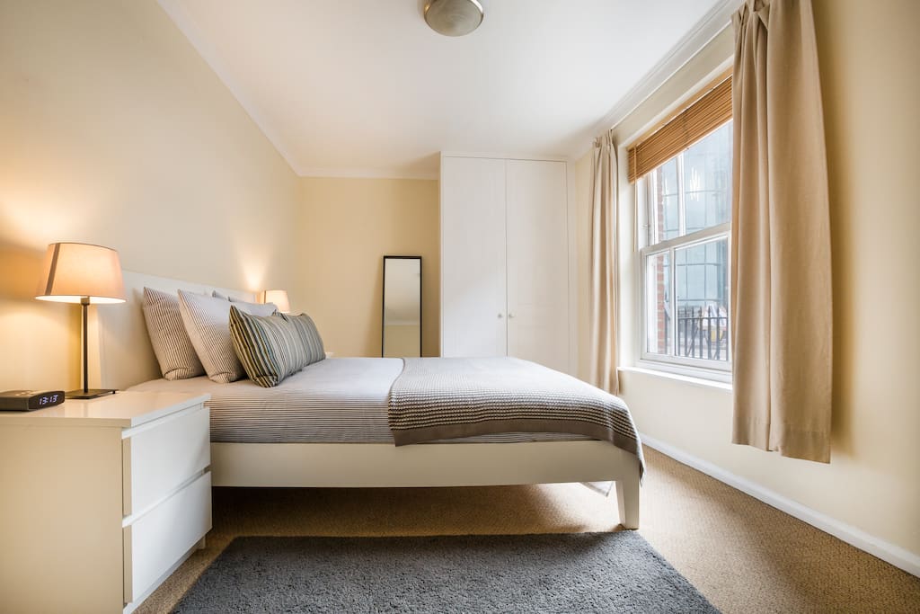 Bedroom with comfortable king sized bed