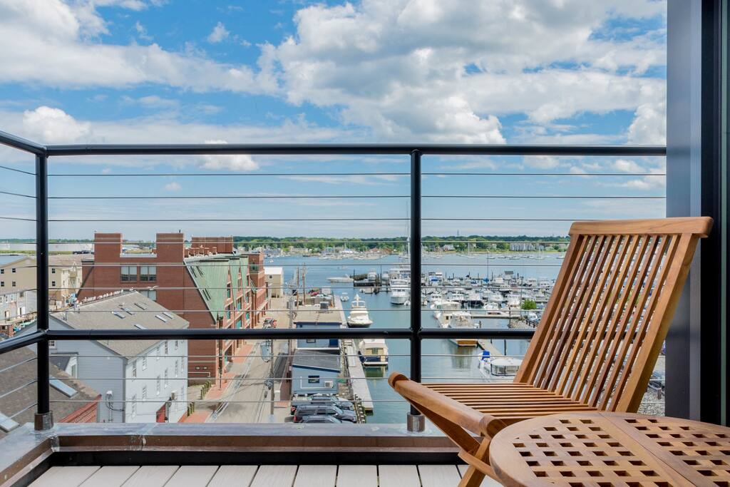 Private deck overlooking the Dimillo's marina.