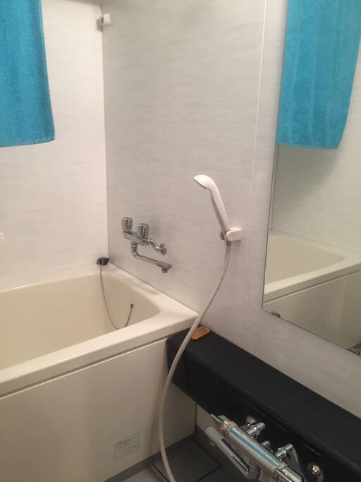 Japanese style bathroom, separate sink and separate toilets.