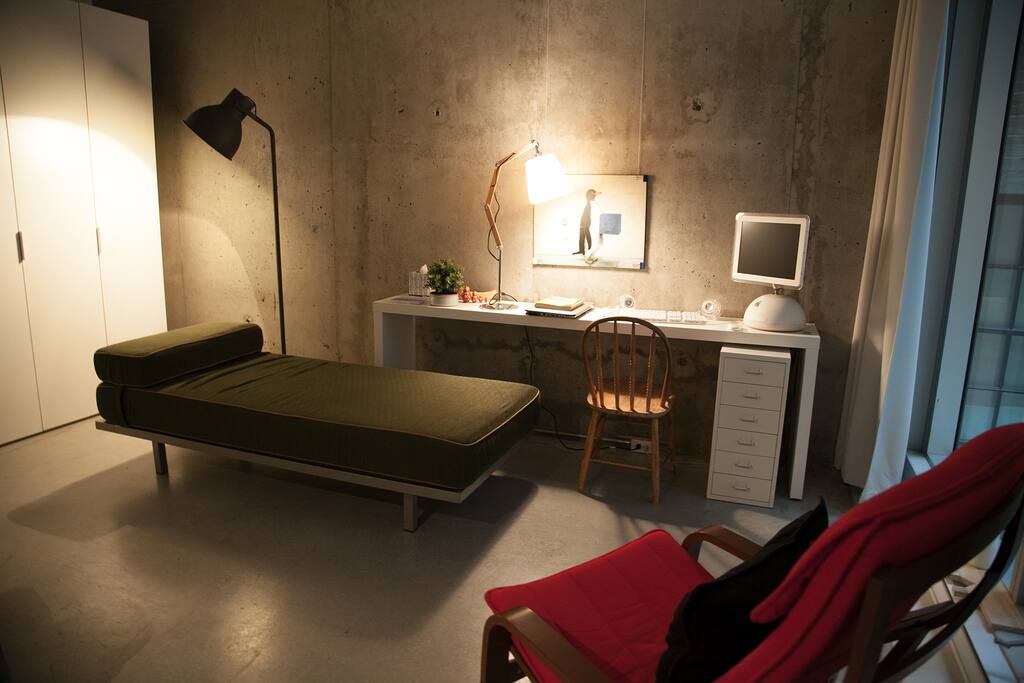 Living room with work space