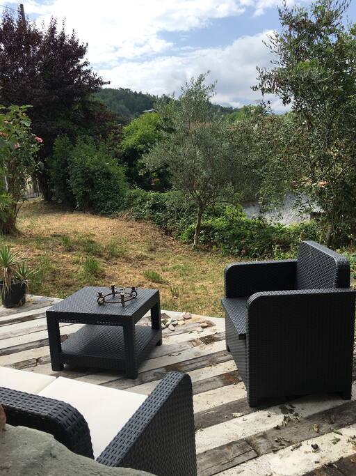 garden terrace Made with reclaimed Wood from Wine barrels circa 1860