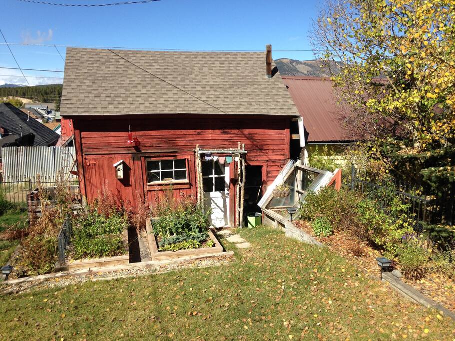 Quaint backyard with vegetable gardens