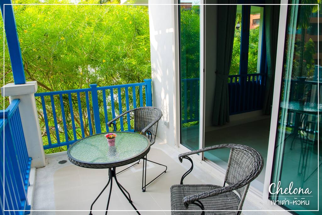 Balcony with the swimming pool view